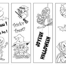 Marque-page : 4 signets Halloween à colorier