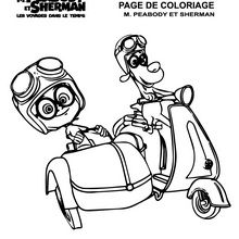 Coloriage : M.Peabody et Sherman en side-car