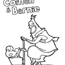 Coloriage : Corneil et Bernie sur leur trottinette