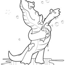 Coloriage : Crocodile sous la douche