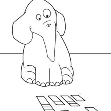 Coloriage : Éléphant qui joue aux cartes