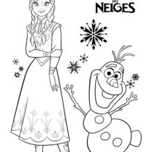 Coloriage Disney : La reine des neiges - Anna et Olaf