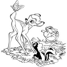 Coloriage Disney : Bambi, Fleur et Panpan
