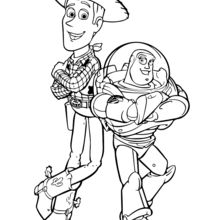 Coloriage Disney : Toy Story - Woody et Buzz l'éclair