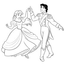 Coloriage Disney : Ariel et le prince Eric au bal
