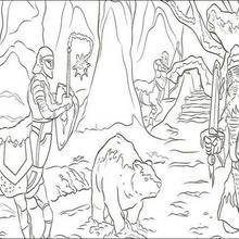 Coloriage MONDE DE NARNIA de chevaliers dans la forêt