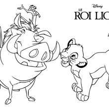 Coloriage Disney : Le Roi Lion - Simba, Timon et Pumba