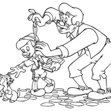 Coloriage Disney : Pinocchio et Geppetto
