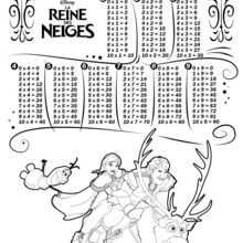 Coloriage : Tables de multiplication la Reine des Neiges