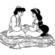 Coloriage Disney : Aladdin - Aladdin et Jasmine