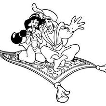 Coloriage Disney : Jasmine et Aladdin