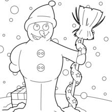 Coloriage : Bonhomme de neige avec son balai