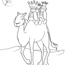 Coloriage : Les Rois mages sur leur chameau