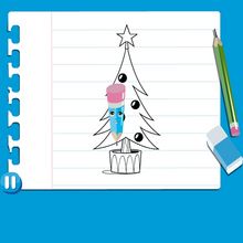 Leçon de dessin : Dessiner un sapin de Noël
