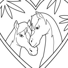 Coloriage : Couple de chevaux amoureux