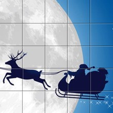 Puzzle : Le Père Noël devant la Lune