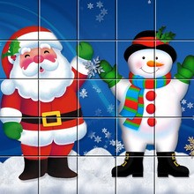 Puzzle : Le Père Noël et son bonhomme de neige