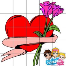 Puzzle coeur et roses Saint Valentin