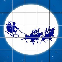 Puzzle : Le traîneau du père Noël passe devant la lune