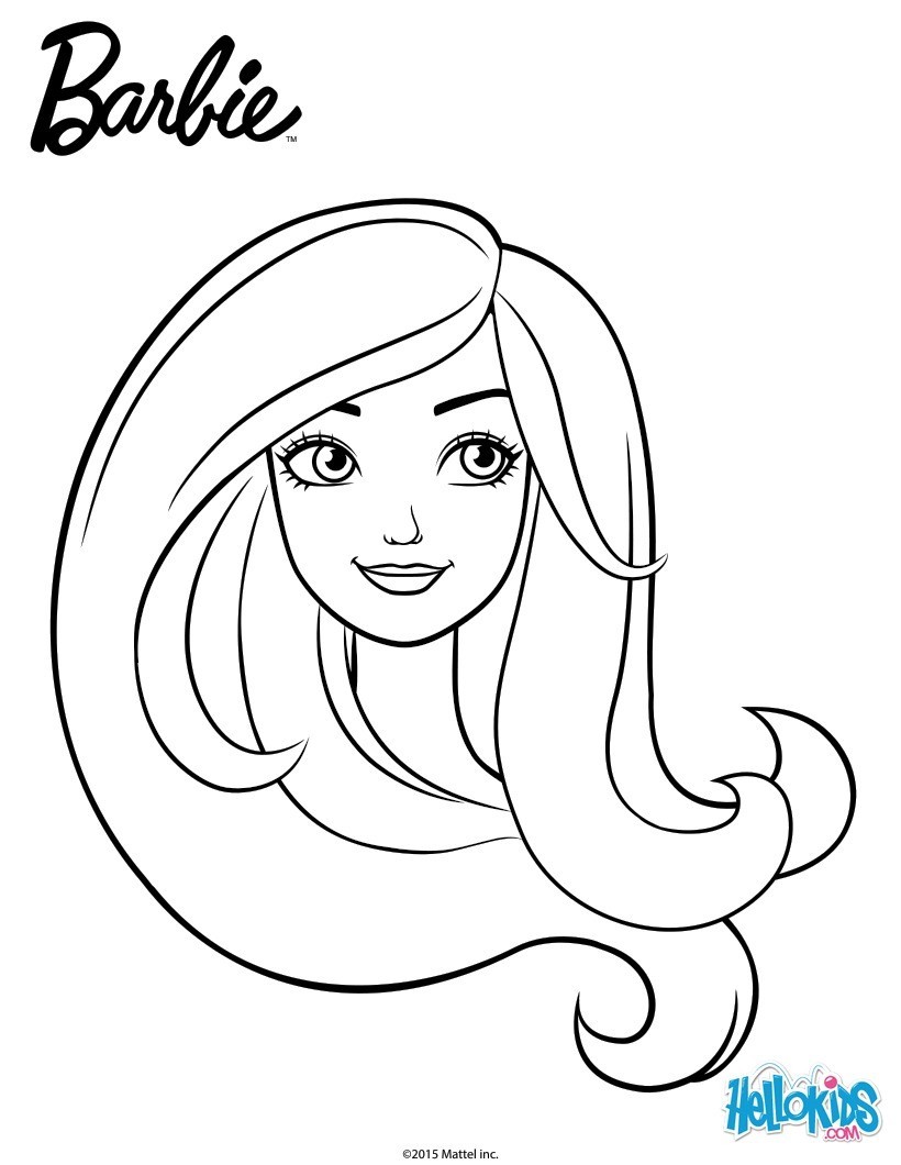 Barbie Head Silhouette Logo Sketch Coloring Page