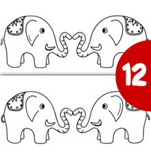 Jeu des différences : Couple d'éléphants