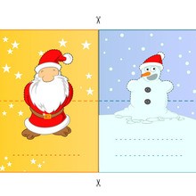 Etiquettes de table : Père Noël et bonhomme de neige