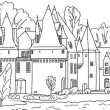 Coloriage : Un château et ses douves