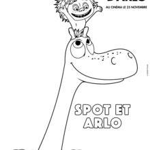 Coloriage Disney : Le Voyage d'Arlo - Spot et Arlo