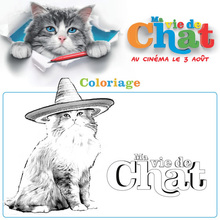 Coloriage du chat avec son chapeau