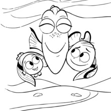 Coloriage Disney : Dory, Marin et Némo câlinerie