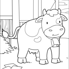 Coloriage : La vache à la grange