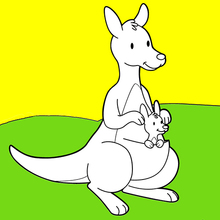 Coloriage : Mère Kangourou et son bébé
