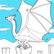 Coloriage : Dragon aux grandes ailes