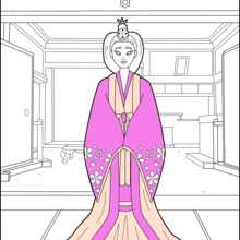 Coloriage : Princesse Japonnaise