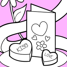 Coloriage : Carte et chocolats pour la Saint-Valentin