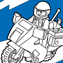 Coloriage : Moto de police Lego