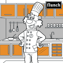 Coloriage : Flunchy dans sa cuisine